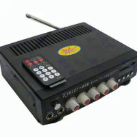 DC12V / AC220V 80W+80W 2-channel home Karaoke digital amplifier with FM radio Support USB SD microphone input