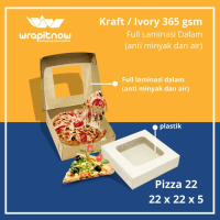 (20 Pcs) Dus Kraft 22X22X5 Laminasi Dus Pizza Brownies Donat Snack Dus Kraft Jendela Terlaris