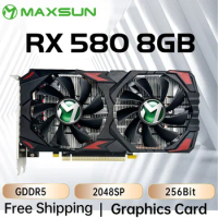 MAXSUN Graphics Cards AMD RX580 2048SP 8G GDDR5 256bit PCIE3.0 X16 Video Gaming Card Desktop Computer components GPU New RX 580
