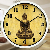 宗教復古泰國佛像鐘錶客廳會所裝飾靜音古董藝術信仰掛鐘065  交換禮物全館免運