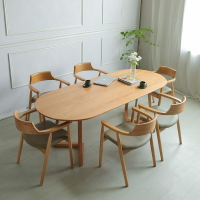 【免運】可開發票 北歐客廳實木橢圓形多人餐桌家用餐桌小戶型餐桌椅網紅民宿桌子