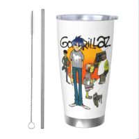 Gorillaz Rock Music Tumbler Vacuum Insulated Coffee Cups Vacuum Flask Double Wall Mug Water Bottle, 20oz