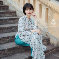 tailored aodai vietnam clothing cheongsam aodai vietnam dress vietnamese traditionally dress long sleeves cheongsam dress 2 pcs