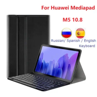 For huawei mediapad m5 10.8 Keyboard Case PU Flip Funda For Huawei Mediapad M5 Pro CMR-AL09 CMR-W09 CMR-W19 Case With Keyboard