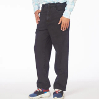 【NST JEANS】中高腰寬版牛仔褲 加厚 拼接修飾大腿 男 台製(005-67393)