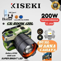 Kiseki Senter Kepala CK-ZOOM 13DL 200WATT Dual Warna Cahaya Putih Dan Kuning Kapasitas Baterai 6000m