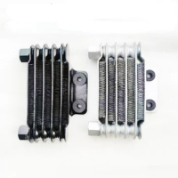 Motorcycle Small Oil Cooler Oil Radiator Cooler Black Silver Style