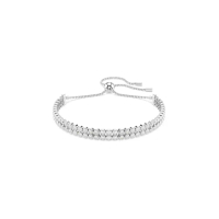 【SWAROVSKI 官方直營】Matrix Tennis 手鏈 圓形切割 白色 鍍白金色