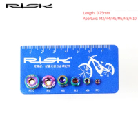 RISK Bicycle Screw Measuring Caliper Titanium Alloy Bolt Nut Screw Thread Measuring Ruler M3/M4/M5/M6/M8/M10 Measurement Tool