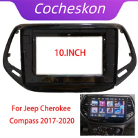 10 Inch Car Frame Fascia Adapter Canbus Box Decoder Android Radio Dash Fitting Panel Kit For Jeep Cherokee Compass 2017-2020