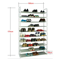 Shoe Rack Storage Shelf 100cm Ultra Large Capacity 10 Layers Non-woven Fabrics &amp; Steel Shoe Organizer