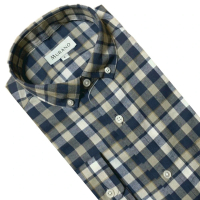 【MURANO】經典格紋長袖襯衫-深淺藍格 M-2XL(台灣製、現貨、長袖、格紋)