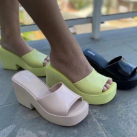 Mini Melissa Shoes Women Platform High Heel Sandals Jelly Sandals 2024 Summer Ladies Sandals Female Jelly Shoes Mulher