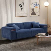 90'' Mid-Century 3 Seater Sofa with 2 Stretchable Walnut Pad Modern Fabric Upholstered Sofa for livingroom lobby office