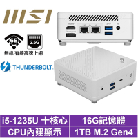 MSI 微星Cubi5 12M i5十核{輕歌劇R25C} 迷你電腦(i5-1235U/16G/1TB M.2 Gen4)