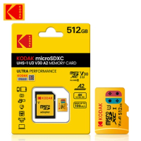 Kodak Micro SD Card Memory Card Class 10 microsd 128GB 256GB 512GB U3 4K High Speed Cartao De Memoria Flash Memory TF Mecard C10