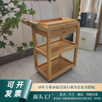 網紅簡約簡易日式客廳實木推車美容院儲物落地收納移動三層工具車S-67