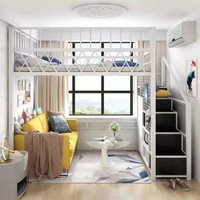 多功能省空間高架床單上層公寓復式閣樓床鐵藝高低床小戶型樓閣床