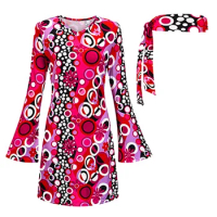 Summer Dresses for Women 2024 70s Disco Outfit Women 70's Disco Dress Costume Hippie Clothes Accessories Jewelry Halloween