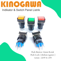 KINOGAWA Push Button (Tombol Tekan) Lampu Led Kotak Lock 16mm 8 Kaki - Original Panel Listrik