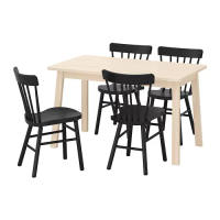 NORRÅKER/NORRARYD 餐桌附4張餐椅, 樺木/黑色, 125x74 公分