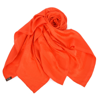 Hermes 緹花壓紋質感方形披肩大披巾圍巾-亮橘色
