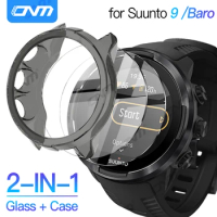 2-IN-1 Case + Tempered Glass for Suunto 9 7 Baro Spartan Sport Wrist HR Ultra-HD Screen Protector Film &amp; Bumper Protective Cover