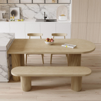 北歐開放廚房實木中島臺餐桌一體現代家用小戶型半圓靠墻桌椅組合