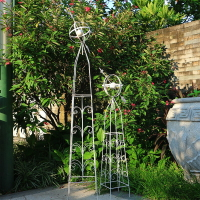 歐式鐵藝花架落地式植物爬藤架做舊攀爬架戶外庭院陽臺鐵線蓮支架