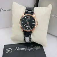 JAM TANGAN WANITA ALEXANDRE CHRISTIE CLASSIC STEEL ORIGINAL BLACK ROSE GOLD 8659 AC 8659 AC8659 ACF8