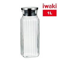 【iwaki】日本品牌不鏽鋼系列方形耐熱玻璃水壺-1L(KT296K-SV)