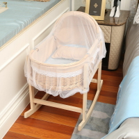 【花田小窩】嬰兒床 寶寶床 嬰兒搖籃加粗實木嬰兒床小搖床便攜式寶寶小童床可搖擺0-2歲寶寶