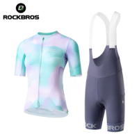 ROCKBROS Women's Cycling Shorts Summer Cycling Sets Clothing UV Sun Protection Biker Short Woman Short Sleeve Bicycle Clothing