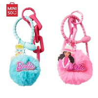 Anime Miniso Barbie Plush Pendant Cartoon Women Fashion Bag Accessories Charms Cute Girls Creative Woven Keychain Kids Gift