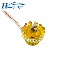 HoneyFly 2pcs Lotus Oil Lamp Holder Aluminium Alloy 9mm Burner Wick Kerosene Kerosene Lamp Metal Regulator Retro Glass Oil-lamp