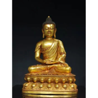 22.8" China old Tibetan Buddhism Temple Bronze 24k gilt Shakyamuni Buddha statue