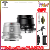 TTArtisan 35mm F1.4 APS-C Manual Focus Camera Lens for SONY E FUJI X Canon M Leica L Nikon Z Panasonic Olympus M43 Black Silver