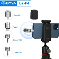 BOYA BY-P4 Condenser Wireless Microphone Plug and Play Mic For iphone Type-c Smartphone Camera Youtube Live Streaming Blogger