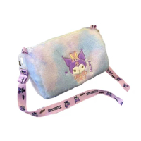 MINISO Sanrio Stylish Shoulder Bags for Girls Kuromi Cartoon Cute Large Capacity Colorful Strawberry Bear Plush Crossbody Bag