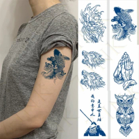 Juice Waterproof Temporary Tattoo Sticker Wolf Lotus Carp Owl Monkey King Art Fake Tatto 7-15 Days for Women