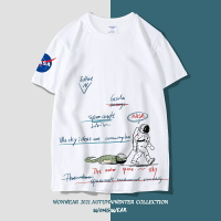 NASA聯名短袖T恤男歐美風宇航員涂鴉夏裝潮牌純棉青少年學生衣服