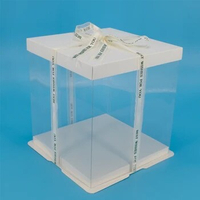 21.5*23 cm White Transparent Square Cake Box For 6inch Cake 8 inch Flower Gift Package