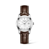 Longines Conquest Classic 29.5 - L2.285.4.87.3 White Dial Brown Leather Strap Metallics,Brown