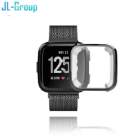 Fitbit Versa 2 3 4 Band With Screen Protector For Versa Sense 2 Strap TPU Case Metal Bracelet Watchband For Versa Lite Watch