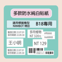 【NIIMBOT 精臣】NIIMBOT 精臣 標籤機 打印機 B18 專用 純白 貼紙 / 捲