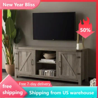 58 Inch Home Furniture for Tv Georgetown Modern Farmhouse Double Barn Door TV Stand for TVs Up to 65 Inches Grey Cabinet