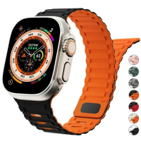 Magnetic Strap for Apple Watch Ultra Band 49mm 45mm 44mm 40mm 38mm 41mm 45 44 mm Silicone Correa iWatch Series 9 8 7 6 Se Bands