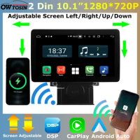 10.1" 1280*720P 2 Din Universal PX6 4G+64G Adjustable Touch Screen Car DVD Android 10 Radio Wireless Charging GPS Audio CarPlay
