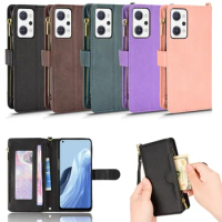 Luxury Zipper Wallet Flip Multi-card slot Leather Case For OPPO Reno 7A Magnetic Card Phone Bags Cover For OPPO Reno 7A Reno7 A