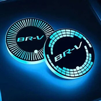 68mm For Honda BR-V Logo Civic City Odyssey Vezel CRV LED Car 7-color Coaster Water Cup Holder Non-slip Mat USB Charging